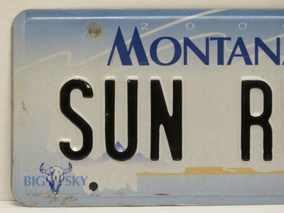 Single Montana License Plate SUN RUN Vanity Plate, Personalized License Plate