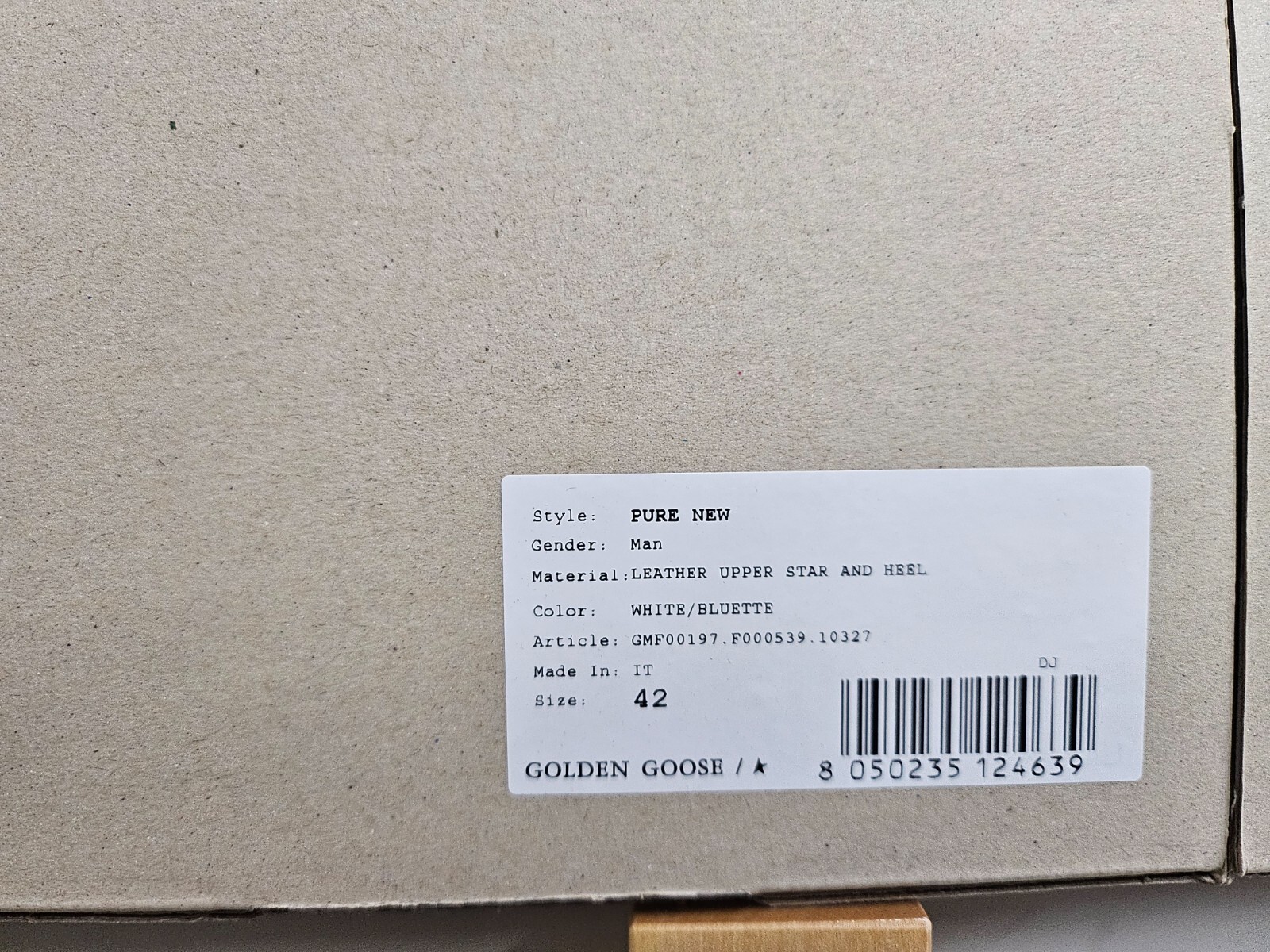 Pre-owned Golden Goose Men's Purestar Leather Sneakers Gmf00197 F000539 10327 White/blue