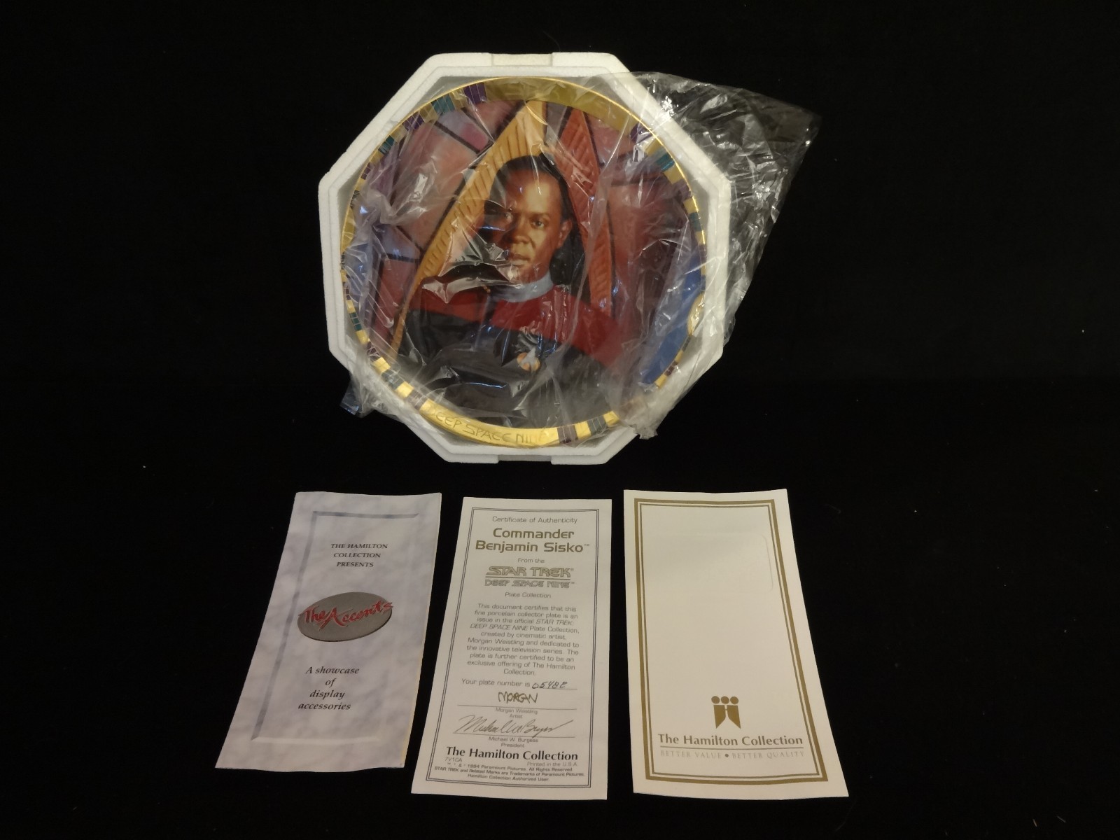 1993 Hamilton Star Trek Deep Space Commander Benjamin Sisko Collector Plate COA
