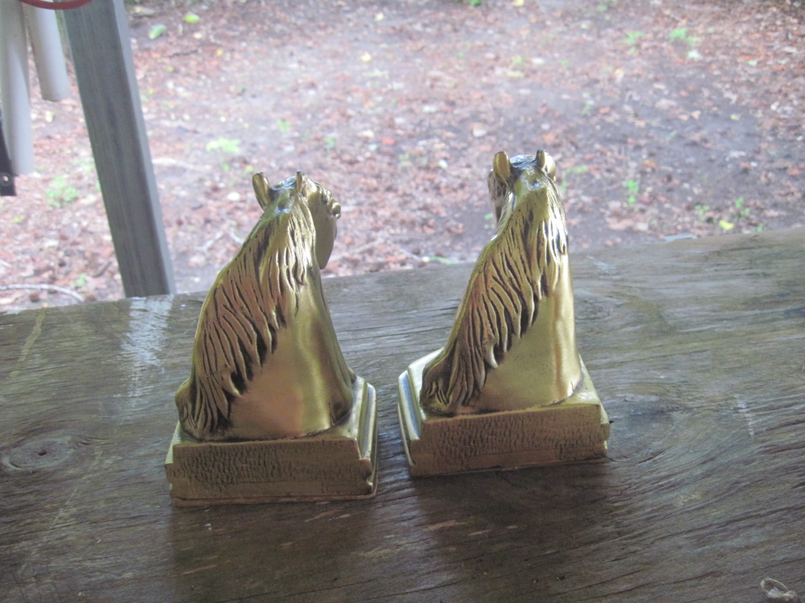 Vtg. Brass Horse Head Book Ends, made by A.C.Fiehberger in Chicago