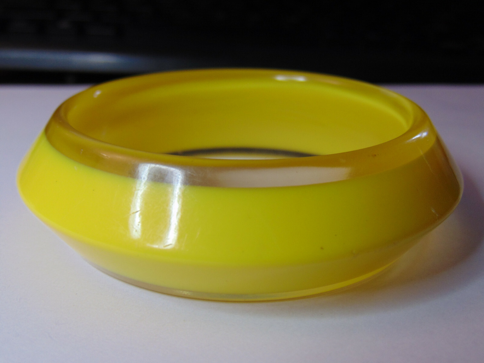 Vintage yellow and clear lucite bangle bracelet