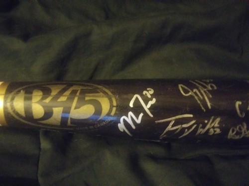 Mike Trout Aaron Hicks Matt Adams Signed MWL All Star Game Bat Auto