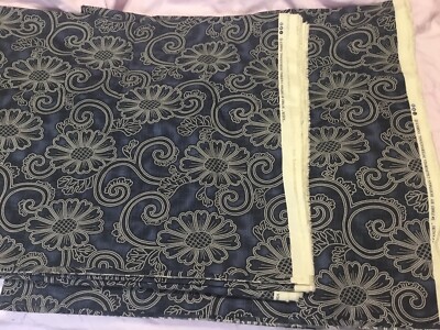 Blue Dotted Floral Fabric Kasuri by Hoffman California Intnl S/F3003 12+ Yards