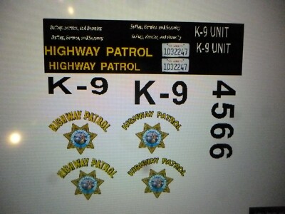 California Highway Patrol Cruiser Decals  Custom 1:64  two  for one money