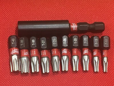 Milwaukee Shockwave 11 PC TORX Bit Set T-10 T-15 T-20 T-25 T-27 T-30 T-40 