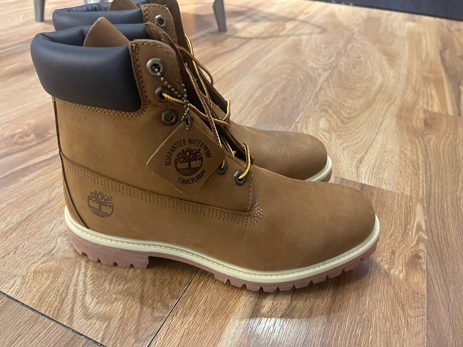 Pre-owned Timberland Men's Waterproof Premium Lace Up Boots Dark Wheat Nubuck 72066