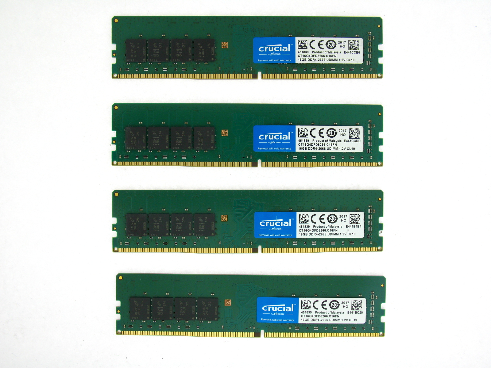 Crucial 64GB (16GBx4) PC4-21300 (DDR4-2666) Memory 4x CT16G4DFD8266 Desktop RAM Crucial 64GB (16GBx4) PC4-21300 (DDR4-2666) Memory 4x CT16G4DFD8266 Desktop RAM