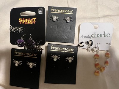 Lot Halloween Pierced Earrings Spider Charming Charlie Candy Corn 9 Pairs