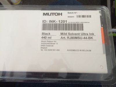 Mutoh Ink Rockhopper / Blizzard RJ80MSU-44 Black Mild Solvent 440ml INK-1201