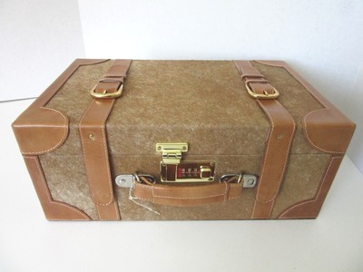 LARGE COWHIDE HAIR on HIDE LEATHER SUITCASE ACCESSORY STORAGE BOX W/LOCK~New