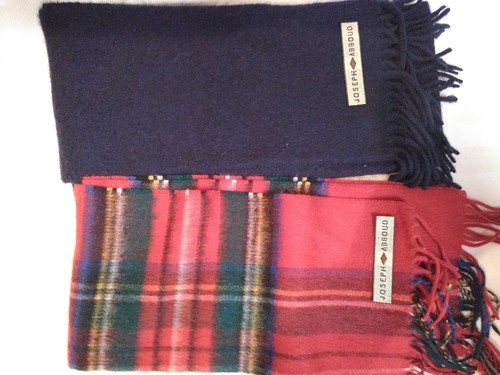 LOT OF 4 JOSEPH ABBOUD SCARFS 100% CASHMERE 3 PLAID 1 SOLID BLUE MADE IN GERMANY