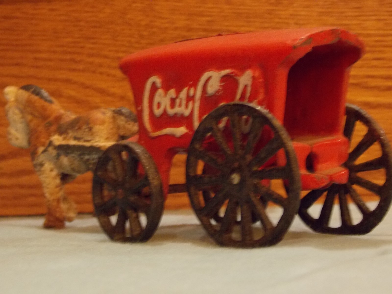 7 & 1/2-inch. Vintage ( Die-Cast ) Coca-Cola Horse and Cart... ( Exc. Cond.)...