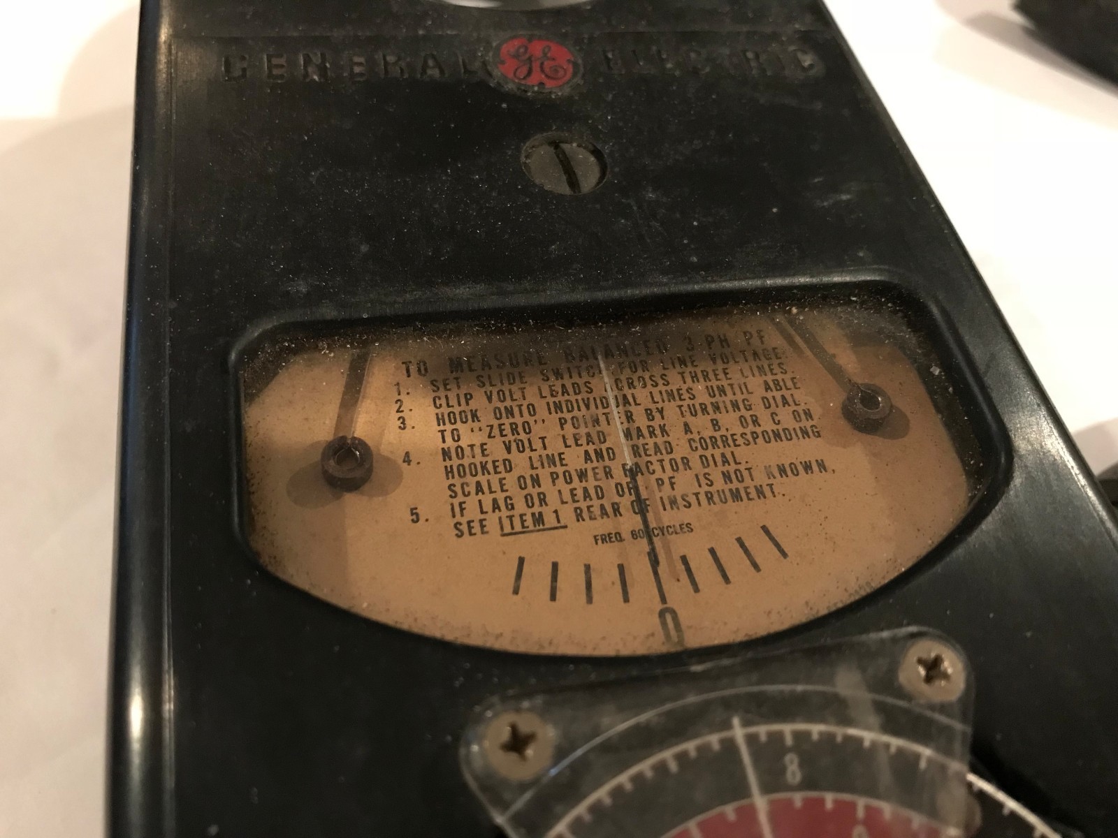Vintage General Electric Balanced 3 Phase Power Factor Meter Amprobe 600 Volt