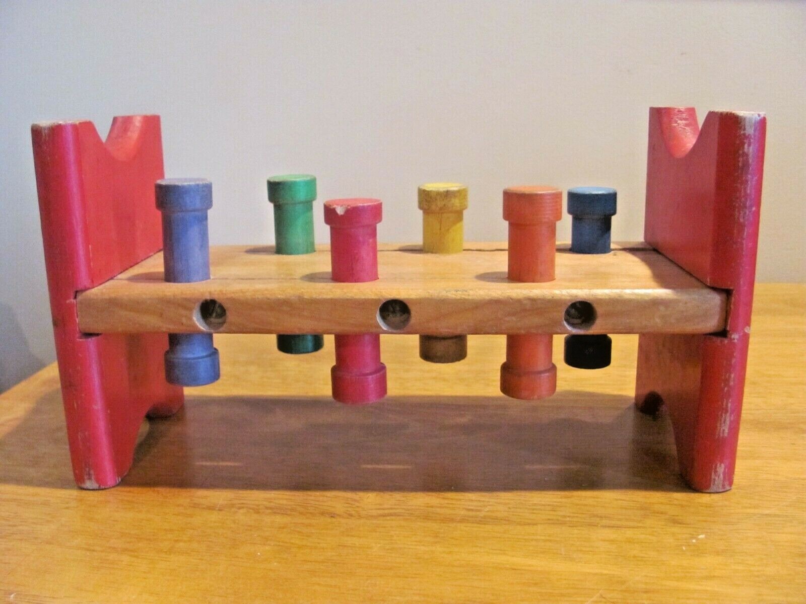 VINTAGE PLAYSKOOL WOODEN POUNDING BENCH TOY