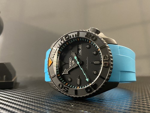 Pre-owned Seiko Srpd79 “miami Vice” Mod Watch - Custom Insert Chapter Ring Sapphire Glass