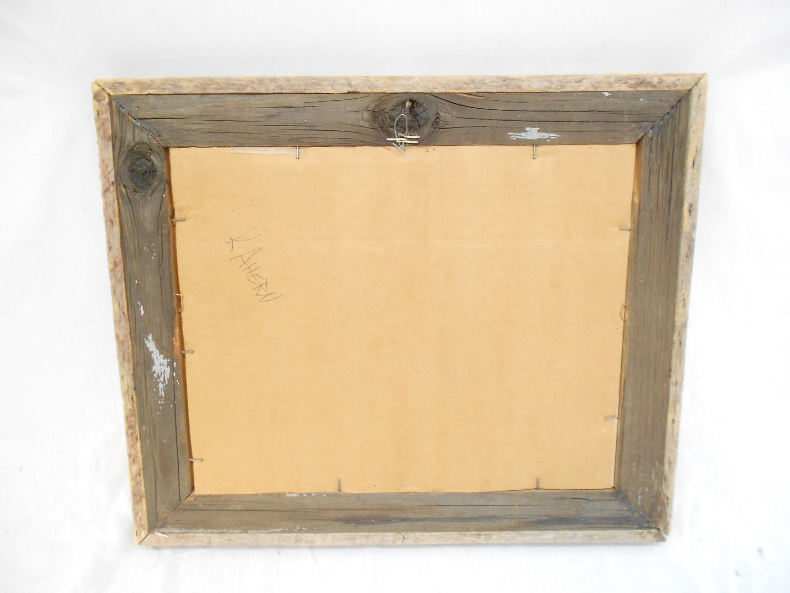 VINTAGE BARN WOOD PICTURE FRAME & PHOTO SIGNED MARY PERKINS 79