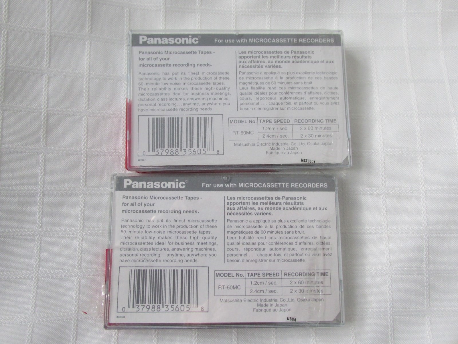 NIP TWO FOUR PACKS OF PANASONIC SIXTY MINUTE MINI RECORDING CASSETTES