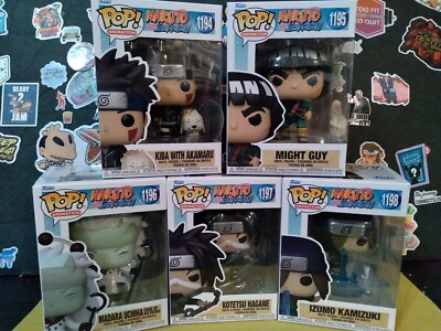 Funko Pop! Anime Naruto - Kiba, Might Guy, Madara, Kotetesu & Izumo Set Of 5