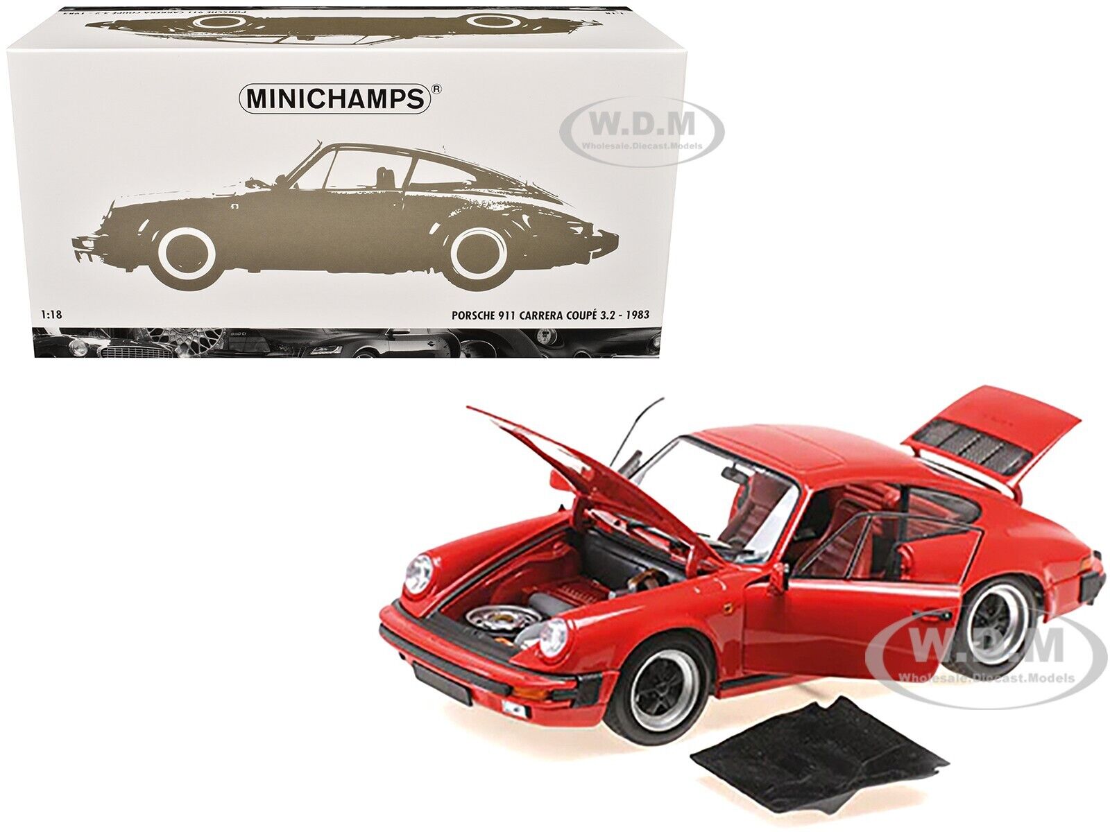 1983 PORSCHE 911 CARRERA COUPE 3.2 RED 1/18 DIECAST CAR BY 1983 PORSCHE 911 CARRERA COUPE 3.2 RED 1/18 DIECAST CAR BY