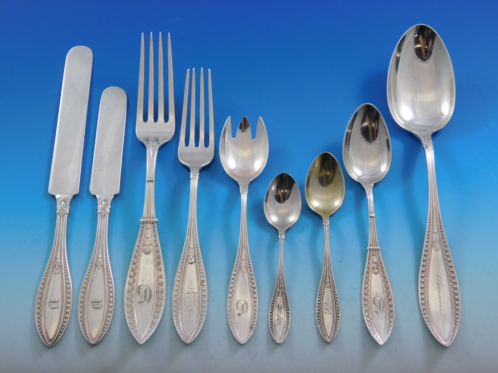 Indian by Whiting Sterling Silver Flatware Set Service 66 Pieces Dinner