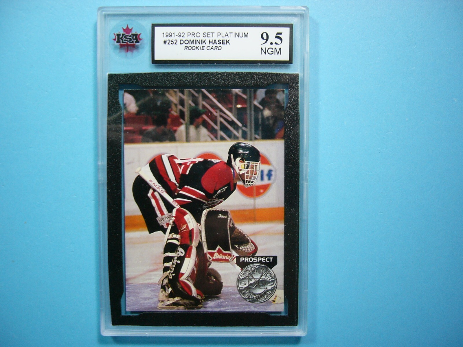 1990/91 PRO SET PLATINUM NHL HOCKEY CARD #252 DOMINIK HASEK ROOKIE RC KSA 10 GEM. rookie card picture