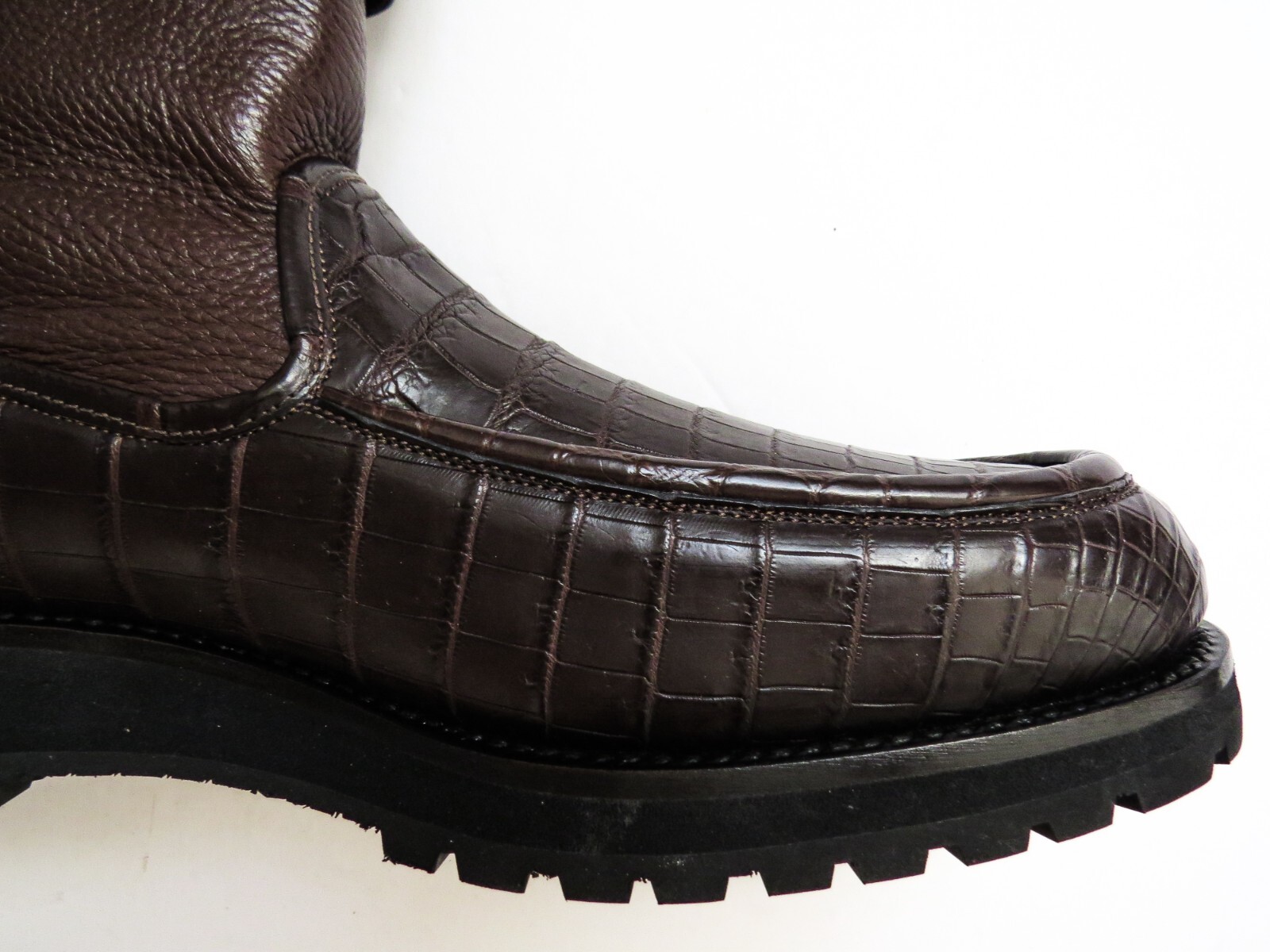 STEFANO RICCI STEFANO RICCI CROCODILE LEATHER MINK FUR BOOTS SHOES 11.5 US 44.5 EURO 10.5 UK