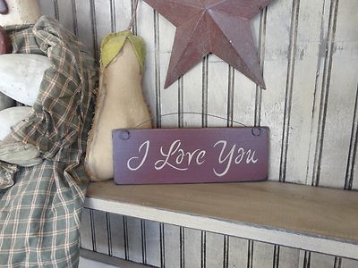 Wood Prim Sign I LOVE YOU Handmade Rustic Country Wall Hanging Home Sign Decor 