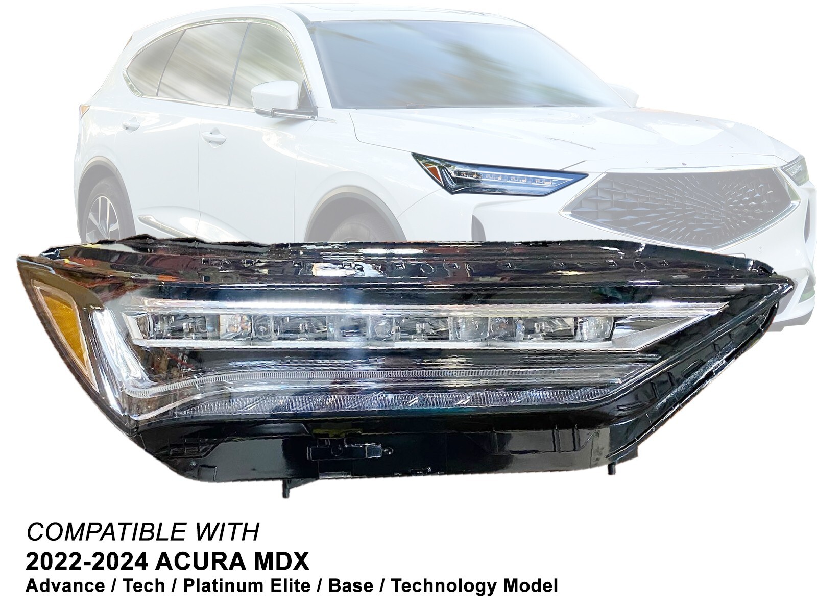 All LED Head Light 2022 2023 2024 Acura MDX Passenger Right Side