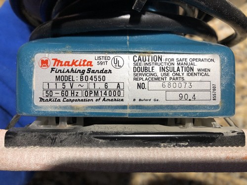 PRE-OWNED & TESTED MAKITA #B04550 1/4 SHEET 1.6A 14,000 OPM FINISHING SANDER