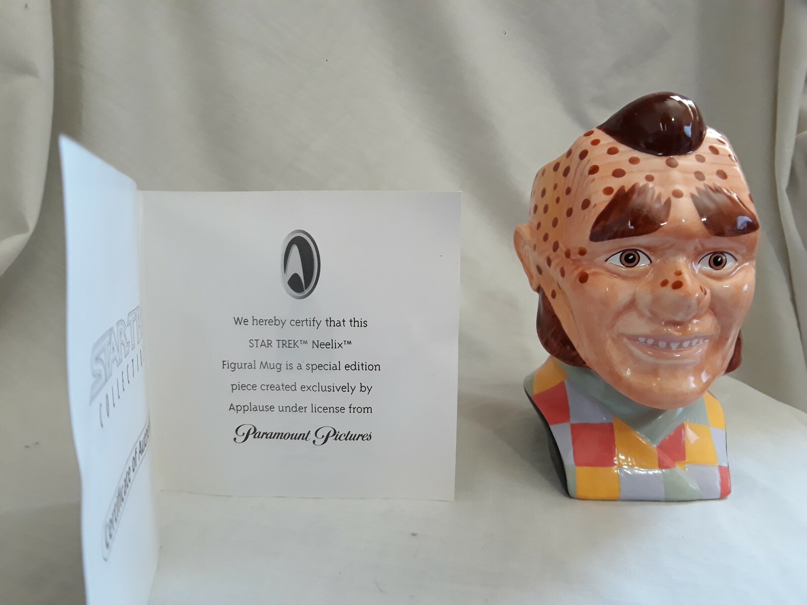 Applause 1994 Star Trek Voyager Neelix Collectors Ceramic Figural Mug w/ COA NIB