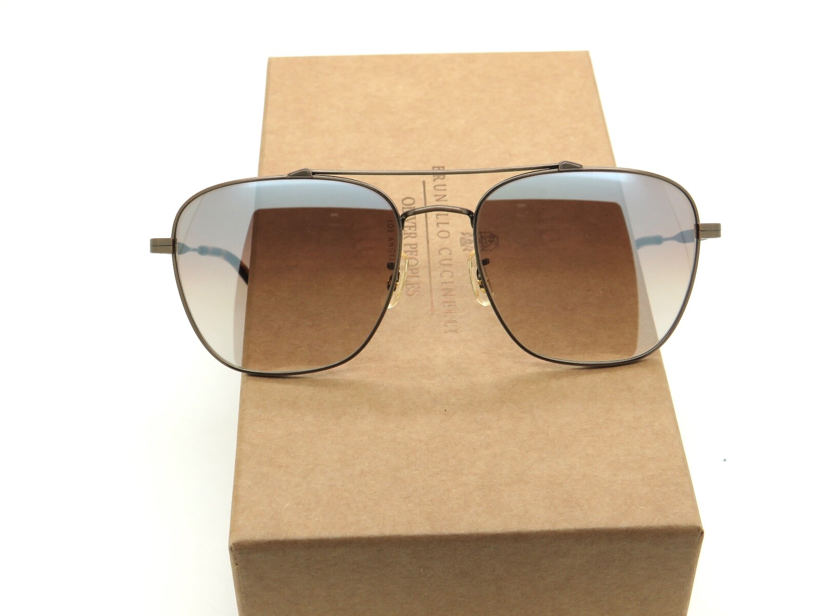 Pre-owned Oliver Peoples Brunello Cucinelli Ov1322st 5284q1 Marsan Antique Gold Sunglasses In Tuscan Brown Gradient Mirror