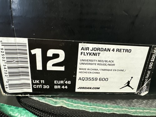 Size 12 - Air Jordan 4 Retro Flyknit University Red