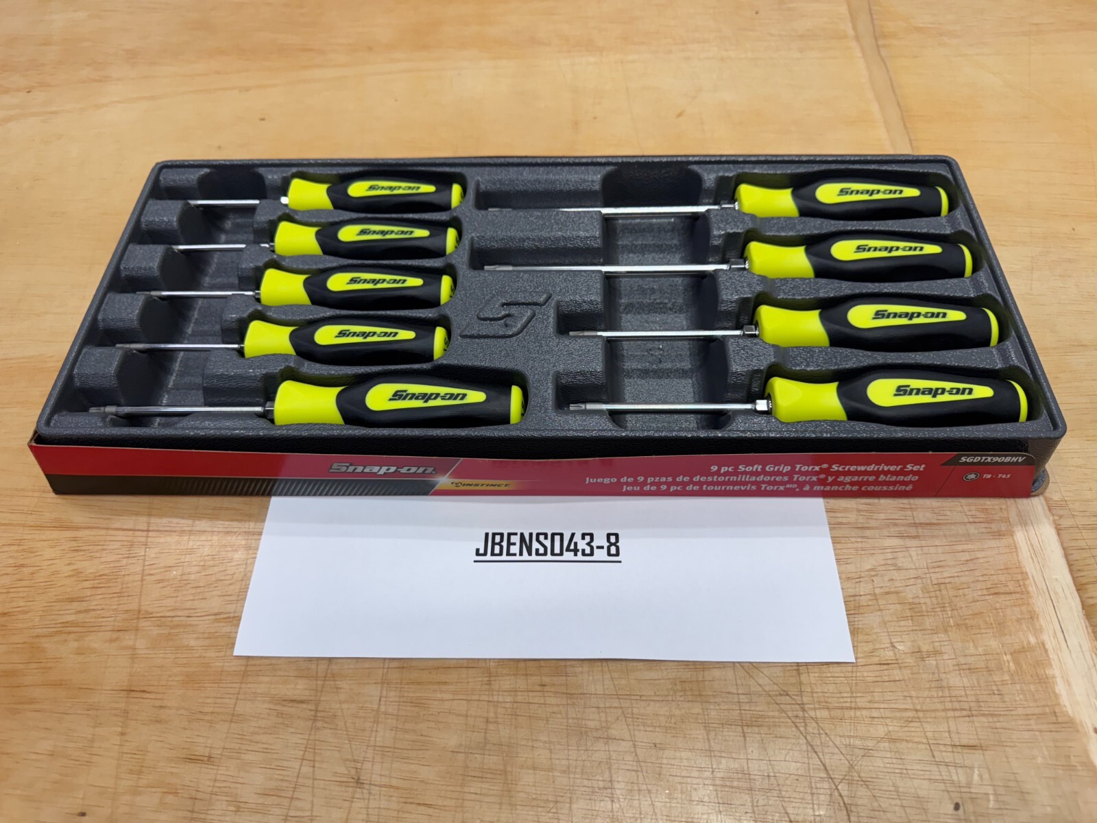 Snap-on Tools NEW 9pc HI-VIZ Soft Grip T8 - T45 TORX Screwdriver