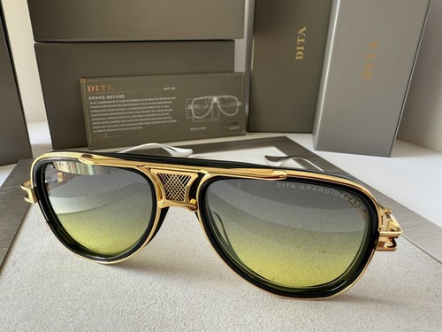 Pre-owned Dita Grand Decade Dts460-a-01 Yellow Gold Yellow Grey Lens Sunglasses Authentic In Grey To Yellow Gradient