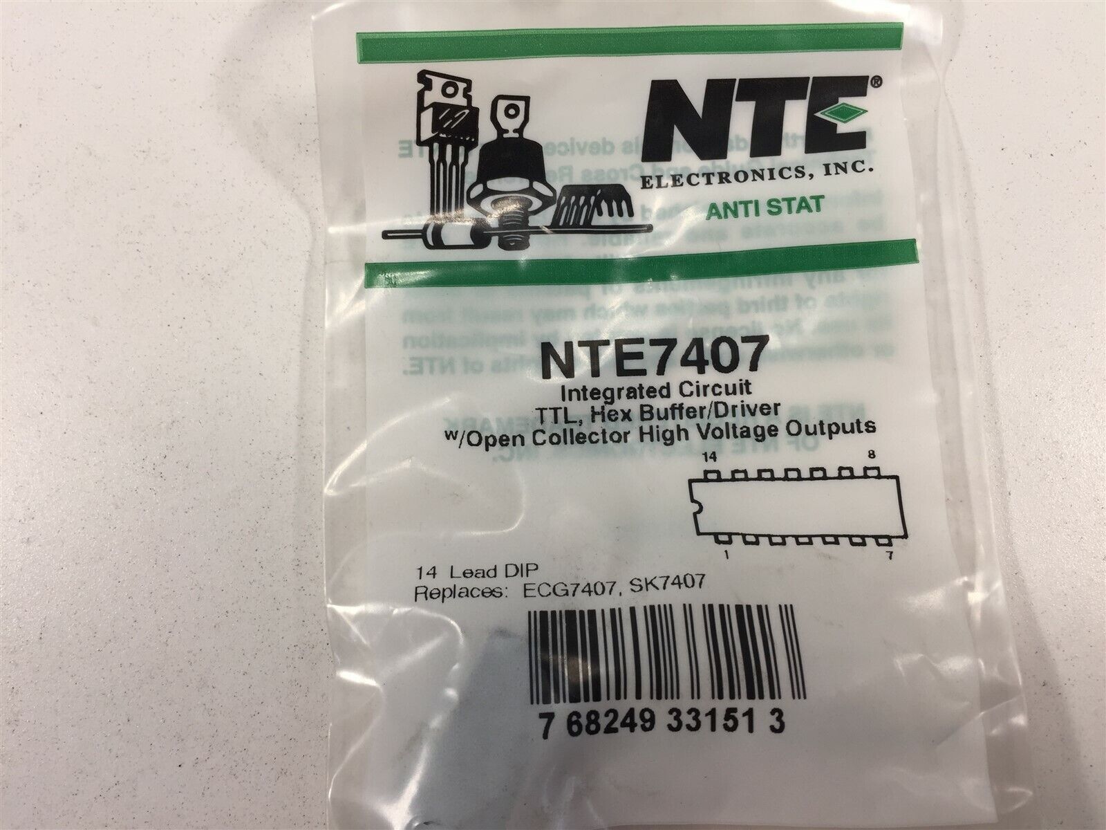 (17) NTE7407 IC TTL Hex Buffer/Driver w/ Open Collector HV Outputs - Lot of 17