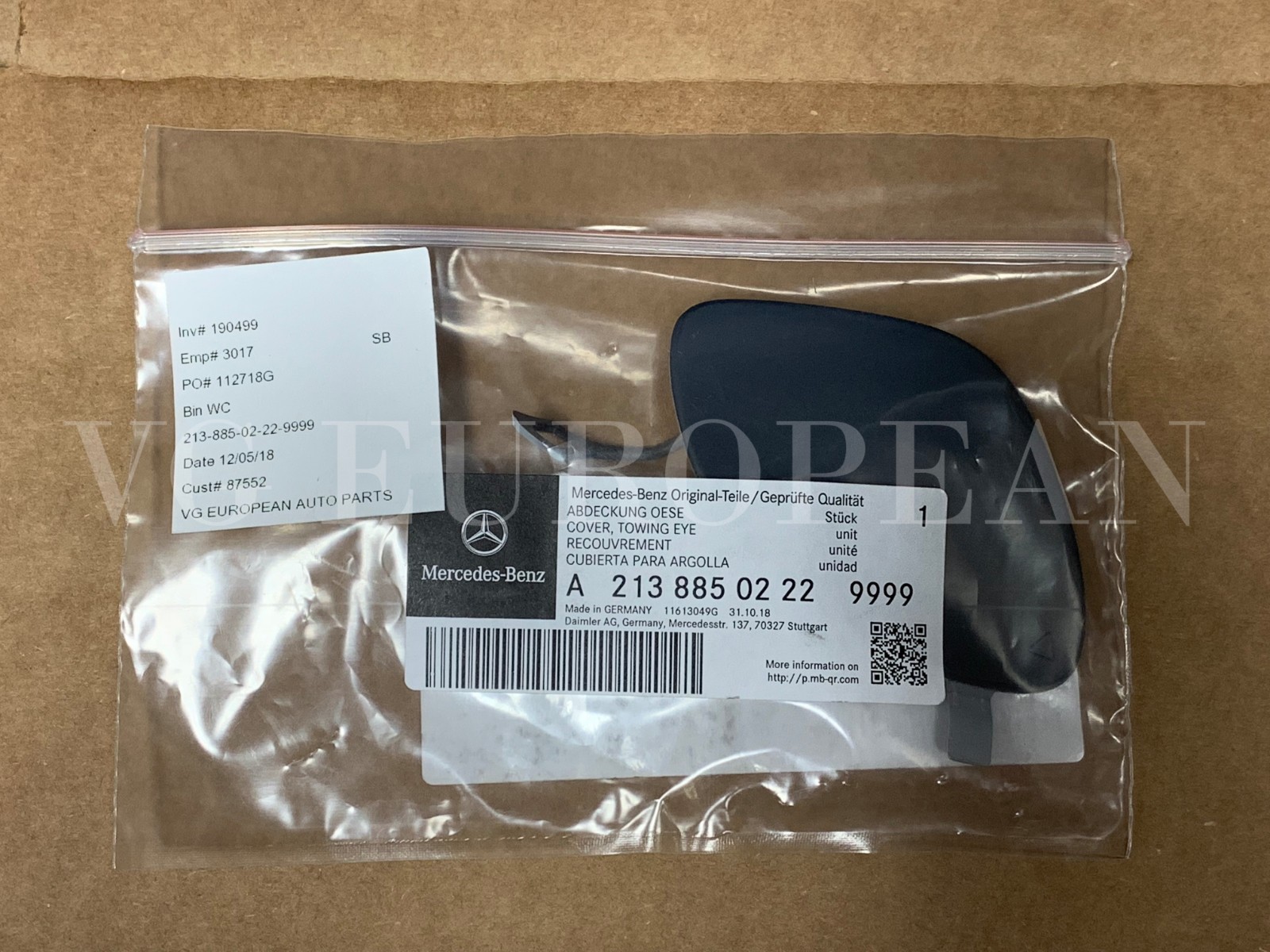 Mercedes Benz Genuine W213 E-Class Front Bumper Tow Hook