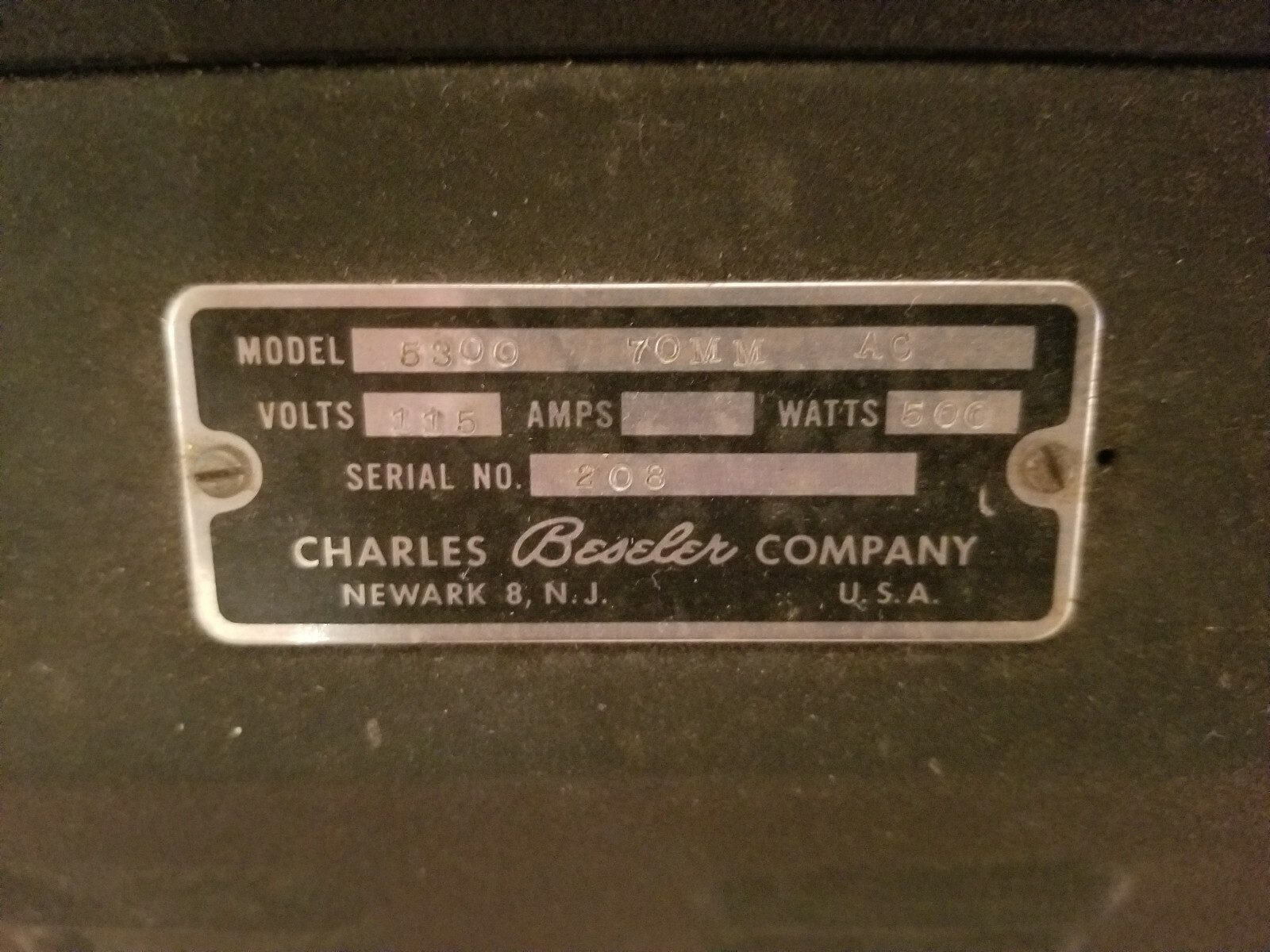 Vintage Charles Beseler Co. 70mm Still Picture Projector Model 5300