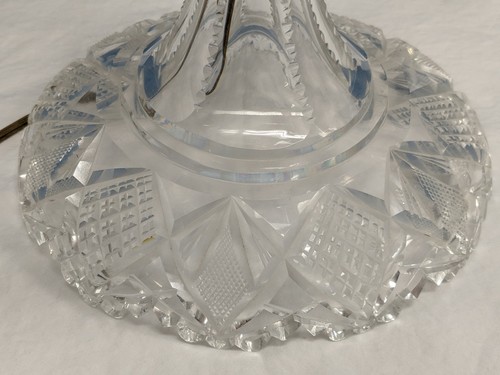 VINTAGE AMERICAN BRILLIANT PERIOD ABP 40 PRISM CRYSTAL MUSHROOM SHADE LAMP