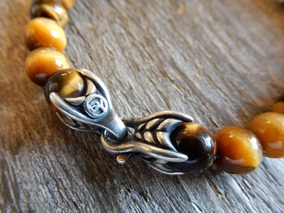 $450 New David Yurman 8mm Spiritual Beads Silver Bracelet with Tiger's Eye 8.5