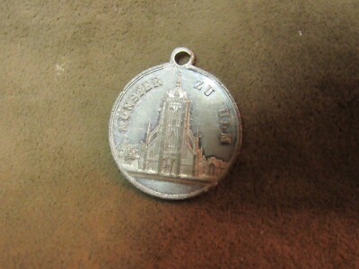 Victorian Ulm Munster Cathedral Jubilee June 30 1877 Metal Token Medallion Fob