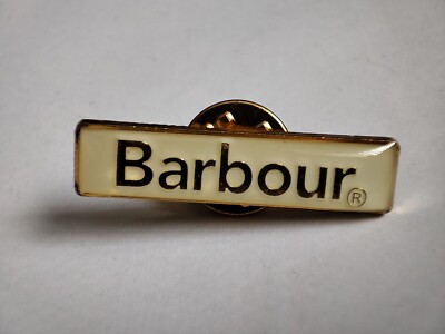 NEW BARBOUR WHITE & GOLD BAR ENAMEL LAPEL PIN BADGE RARE BROOCH OFFICIAL GENUINE
