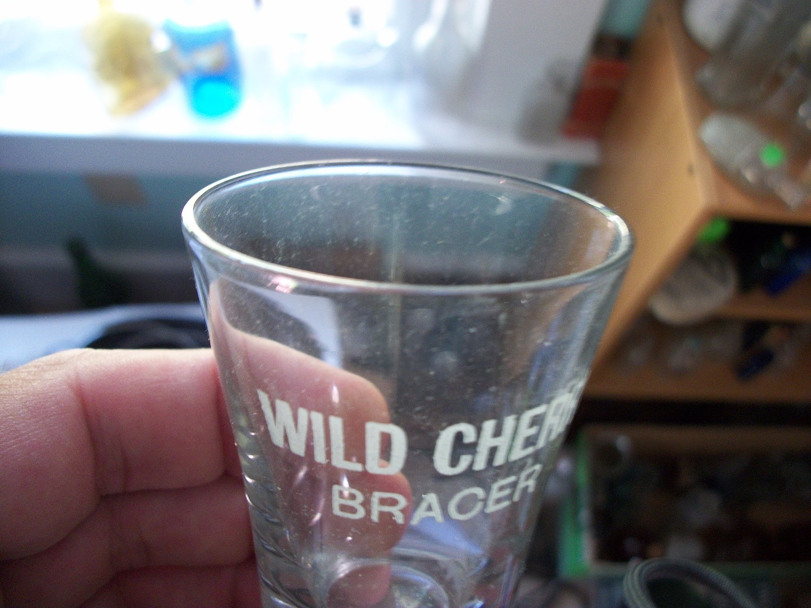 WILD CHERRY BRACER ACID ETCHED 1890S ERA MEDICINAL DOSE SHOT GLASS