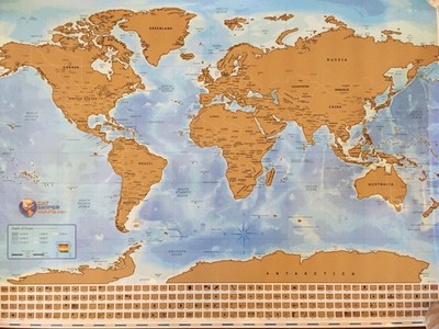Scratch off travel map of the world - Easy to scratch off world tra... BRAND NEW
