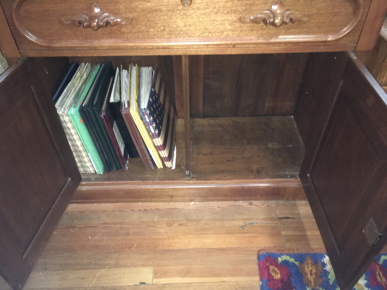 Victorian Antique Walnut Secretary Desk with Bookcase Top