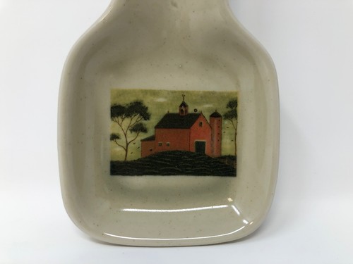 OTAGIRI Warren Kimble Spoon Rest Homestead Barn Design Glazed 9