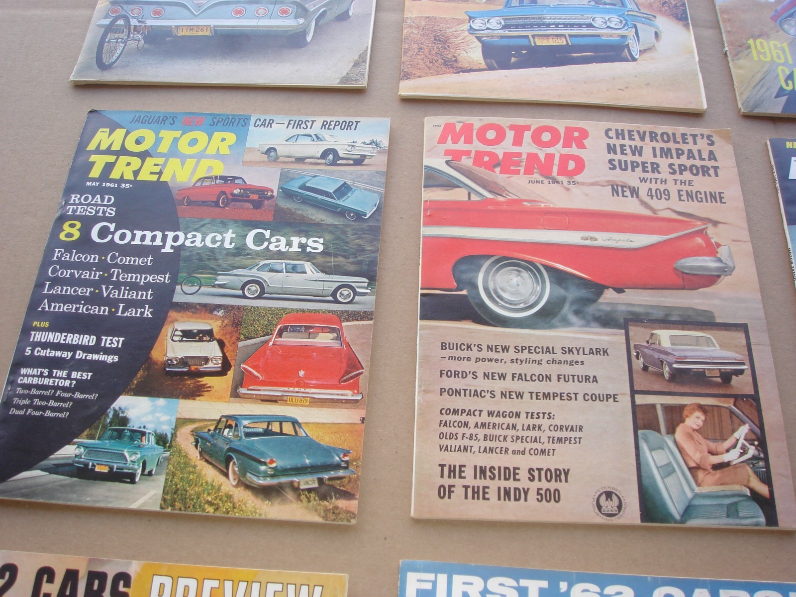 Lot of 12 VINTAGE 1961 MOTOR TREND CAR MAGAZINE Complete Year Chevy Ford Mopar