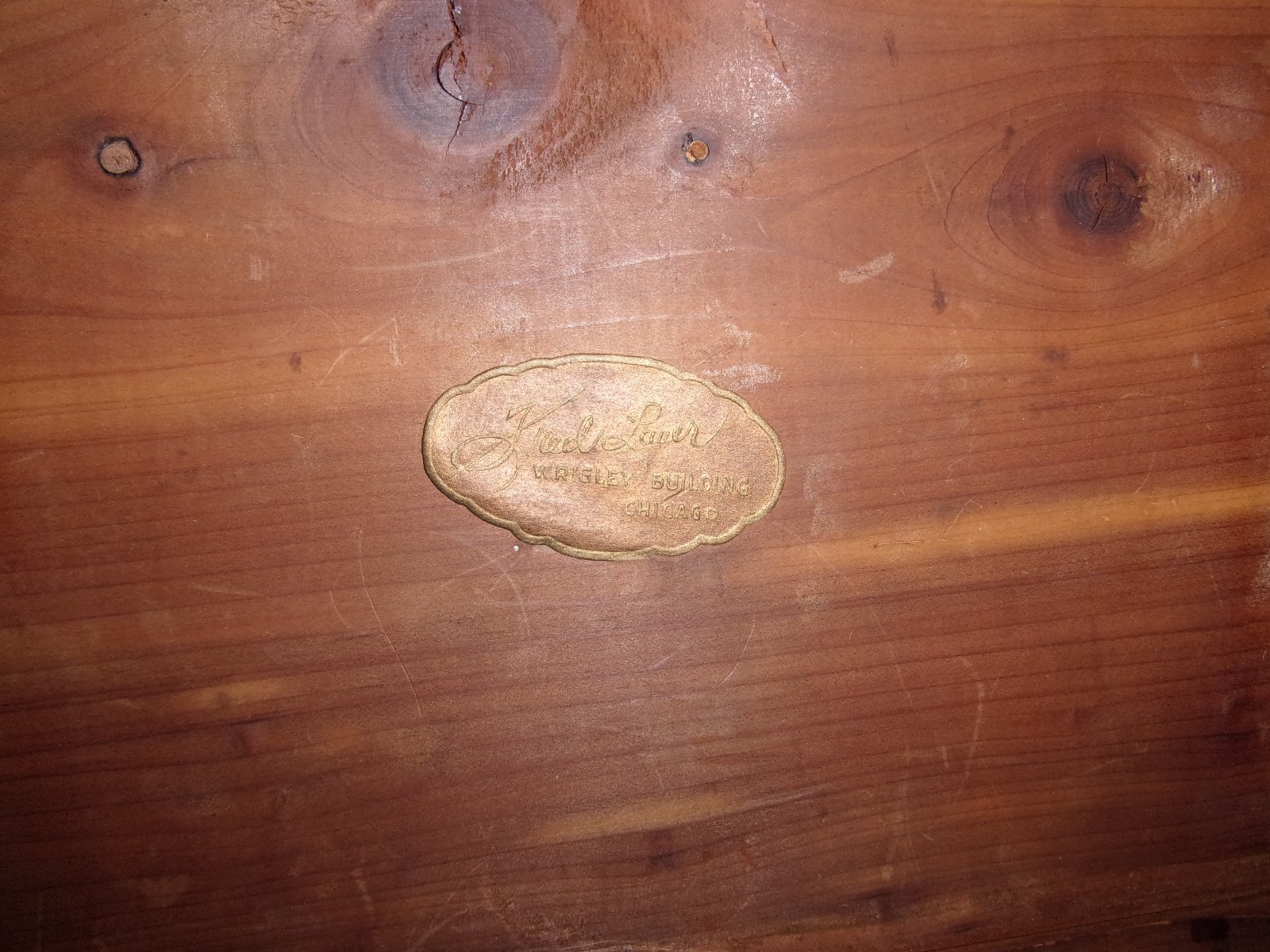 Fred Lauer Desktop Cedar Chest metal Bands & handles Wrigley Building Chicago