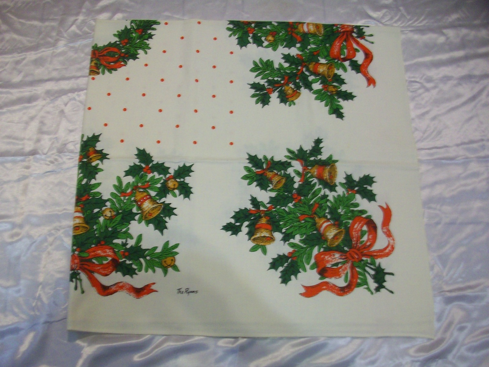 Vintage Christmas Tablecloth Rare Sq. 48