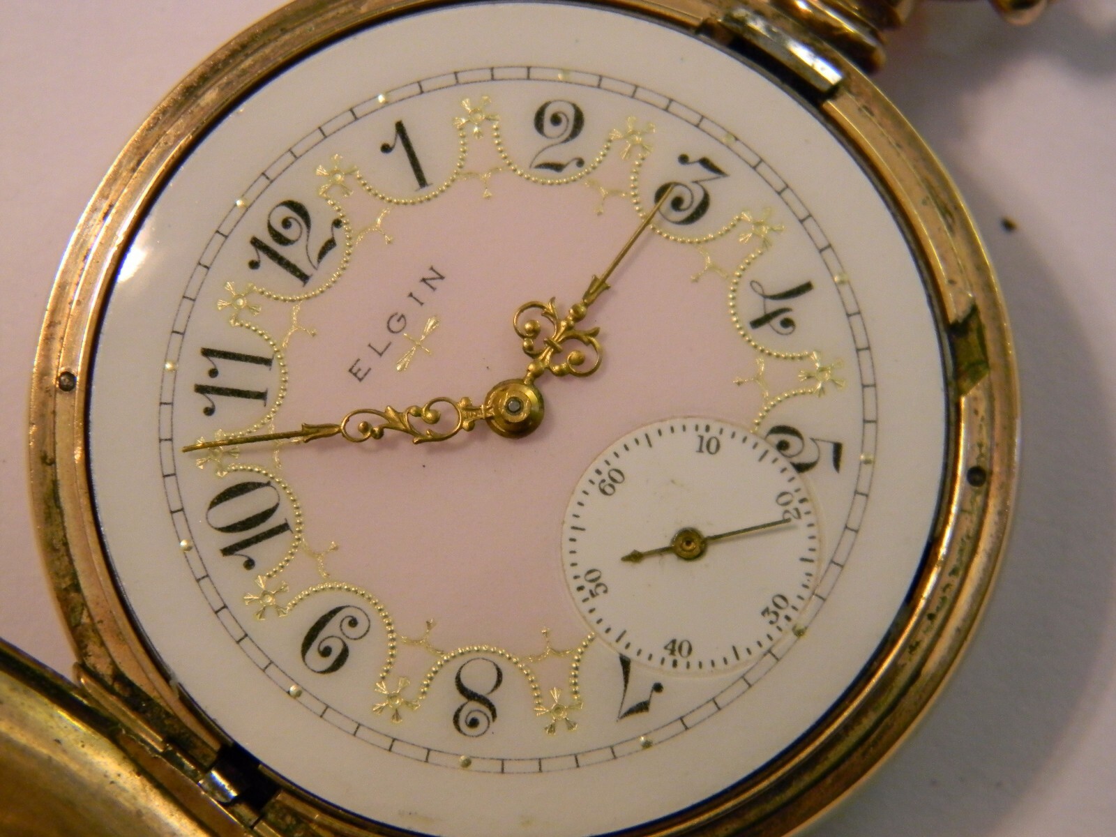 VINTAGE 1905 ELGIN 16S 25YR GF HUNTER POCKET WATCH - EX. FINE ORNATE DIAL - RUNS