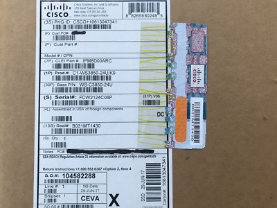 NEW C1-WS3850-24U/K9 3850 - w/ C3850-NM-4-1G, PWR-C1-1100WAC WS-C3850-24U-E -NOB